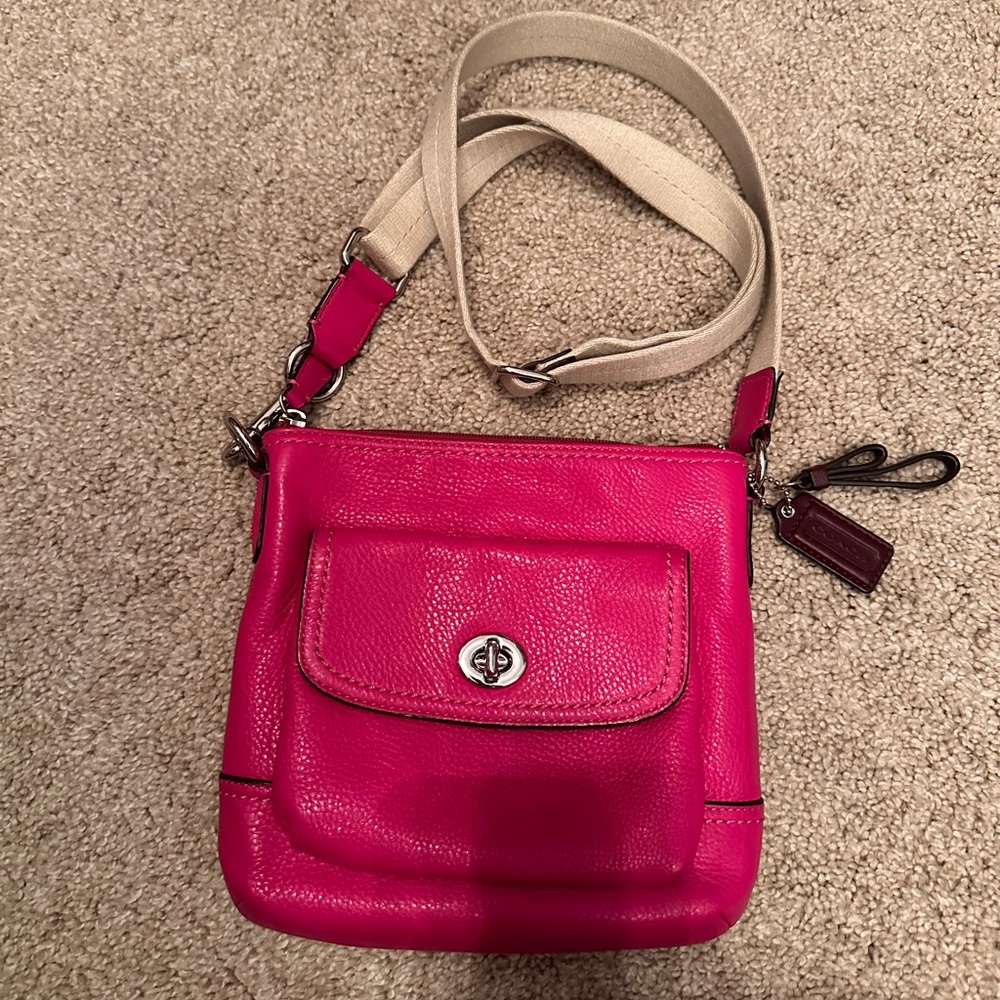Hot pink coach crossbody bag